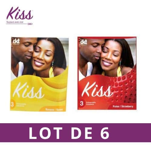 Kiss Lot de 6 preservatifs Banane et fraise